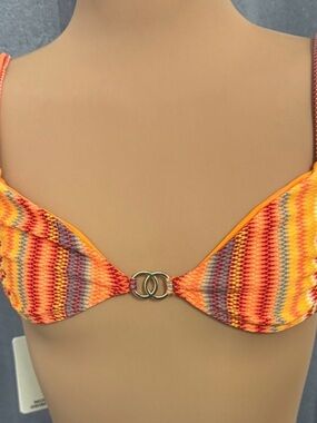 Monday Swimwear Orange Multicolor Zigzag Bikini Top